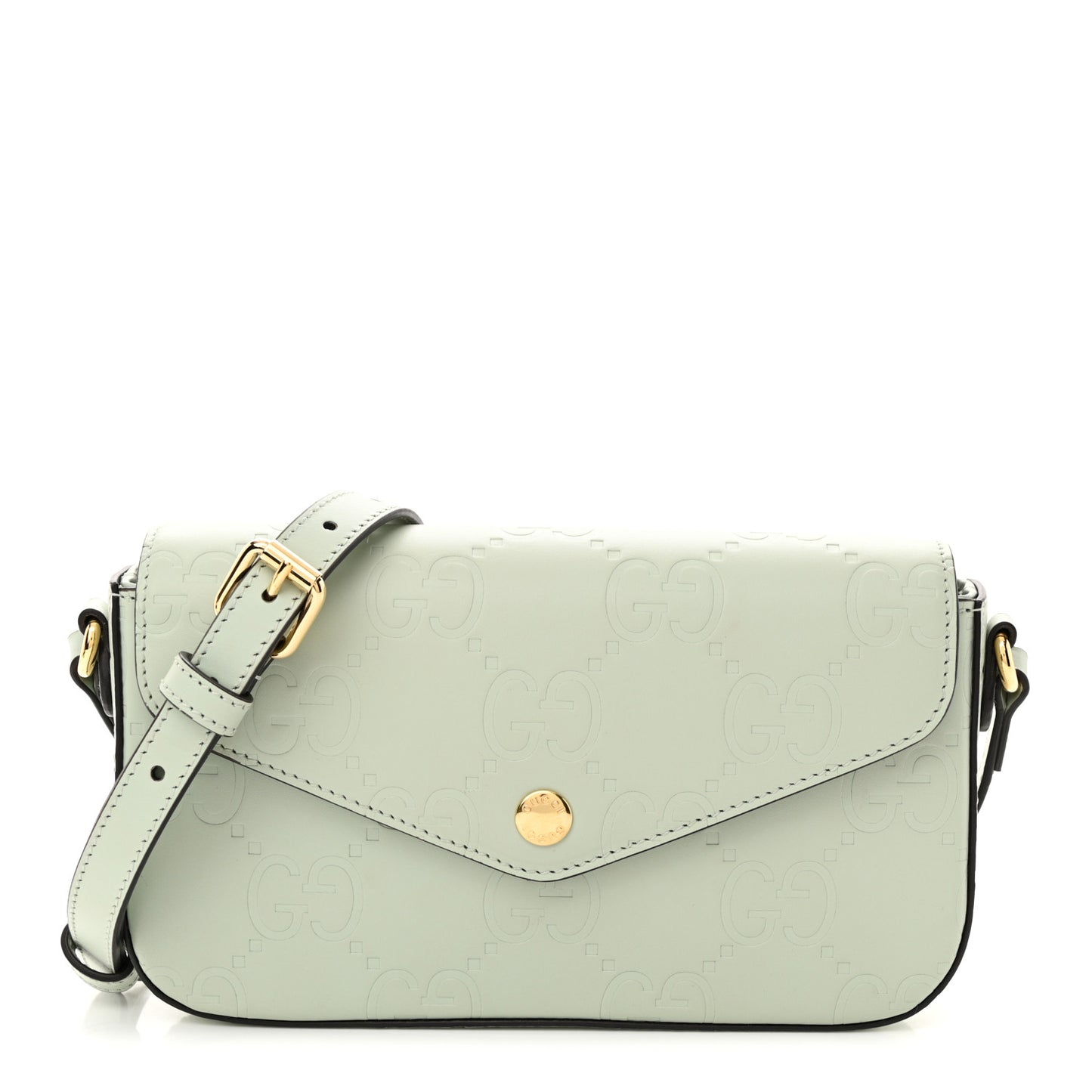 Calfskin GG Super Mini Shoulder Bag Pale Green
