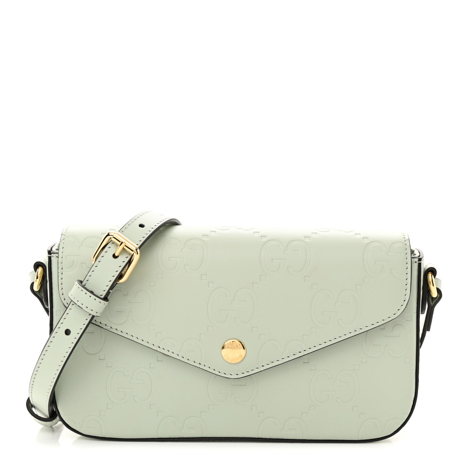 Gucci Calfskin GG Super Mini Shoulder Bag Pale Green 1 of 14