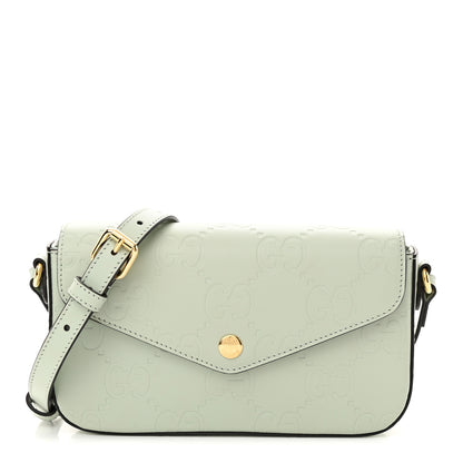 Gucci Calfskin GG Super Mini Shoulder Bag Pale Green 1 of 14
