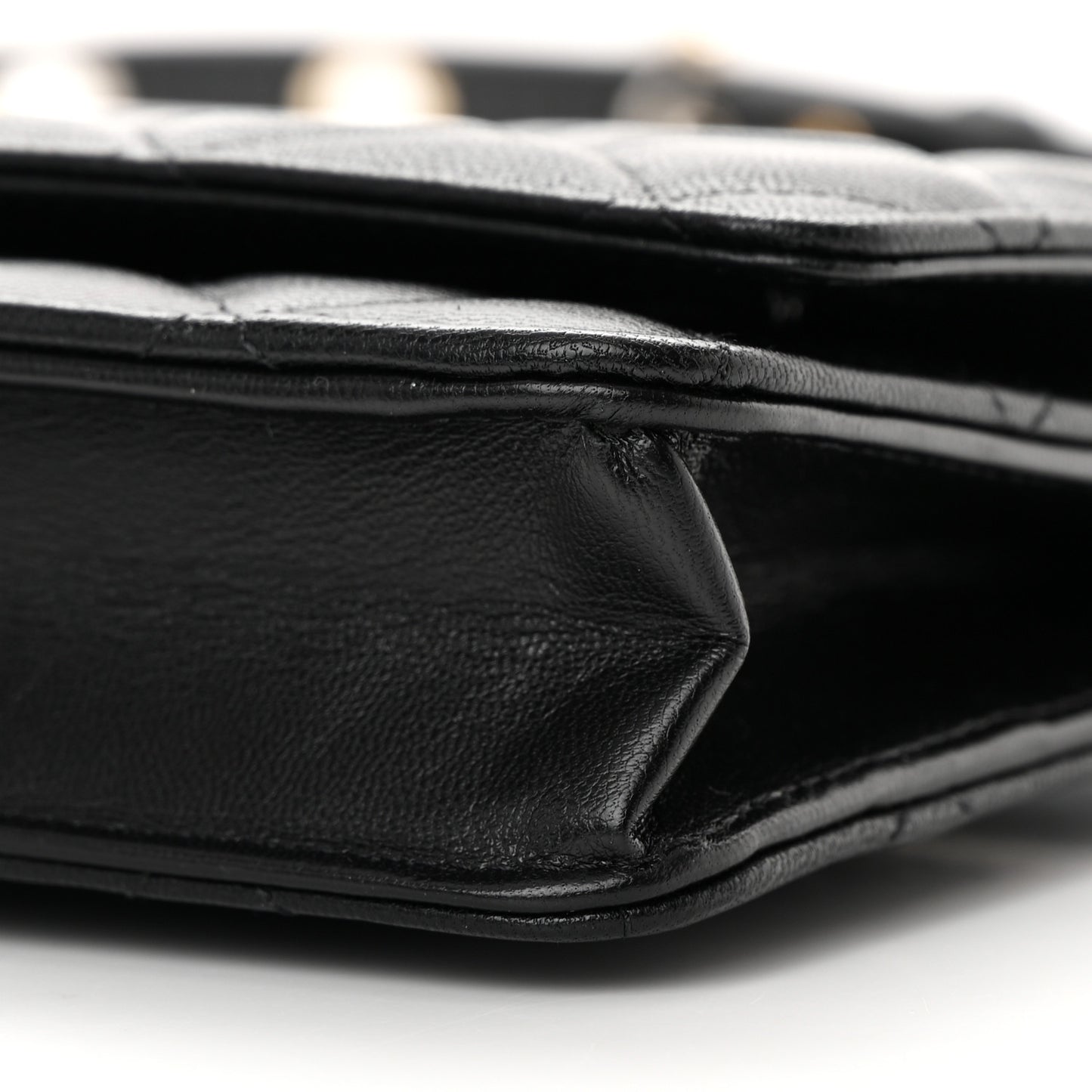 Goatskin Quilted Quilted Like A Wallet Wallet On Chain WOC Black