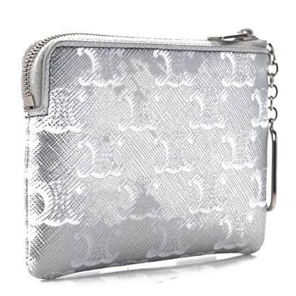 Celine Triomphe Canvas Coin and Card Pouch Silver White 3 of 7