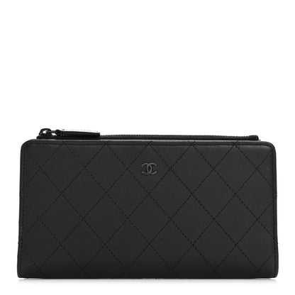 Chanel Grained Calfskin Quilted Long Zipped Wallet So Black 1 of 8