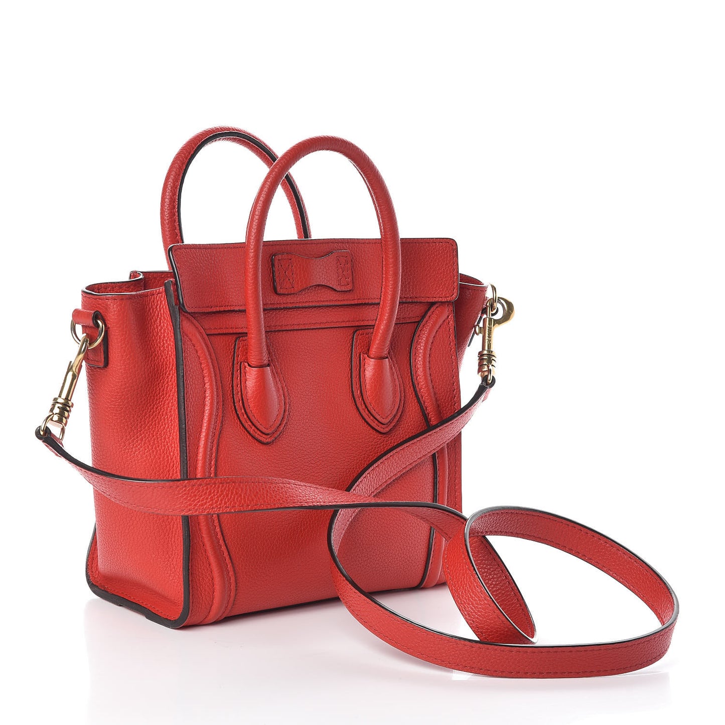 Drummed Calfskin Nano Luggage Coquelicot