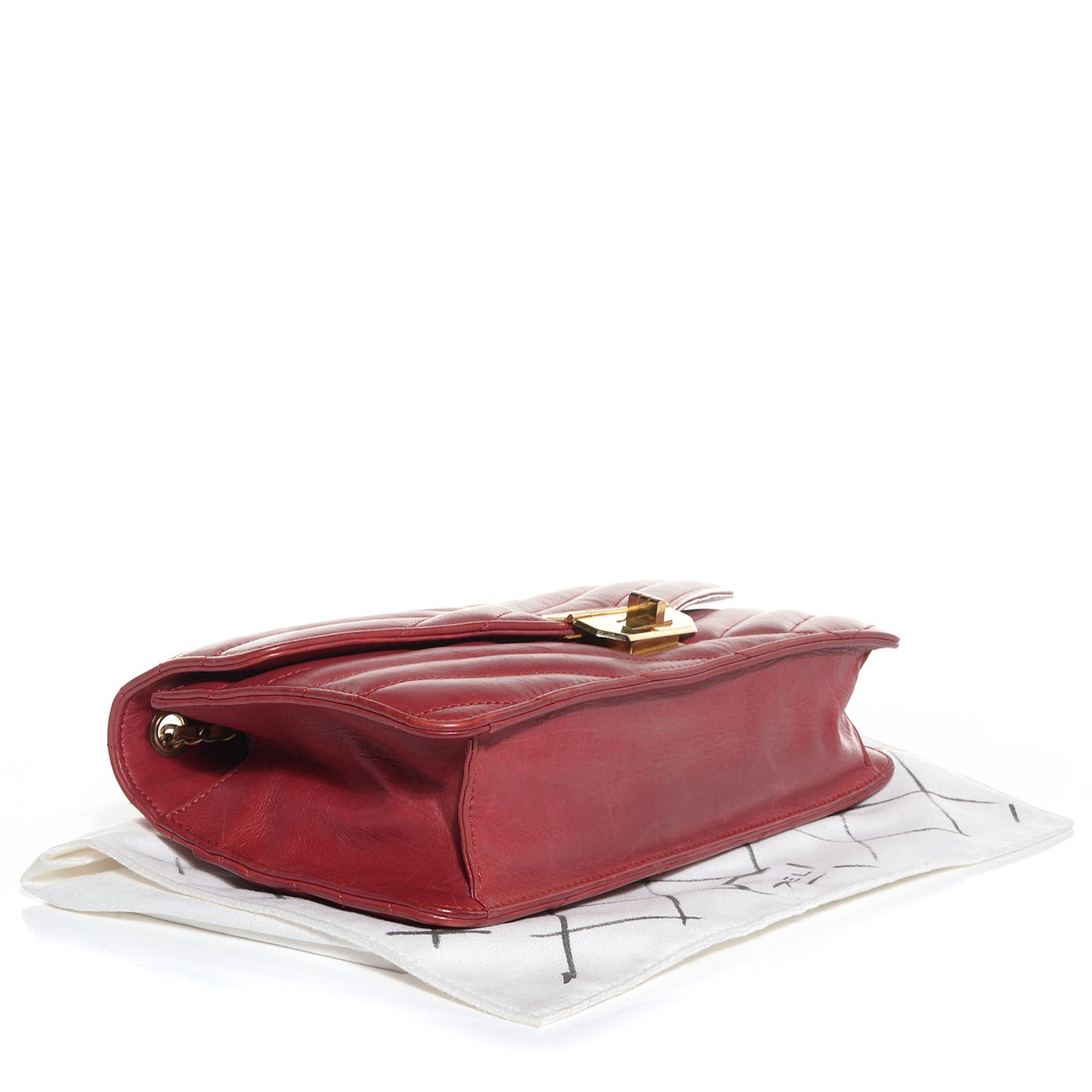 Calfskin Gabrielle Chevron Flap Red