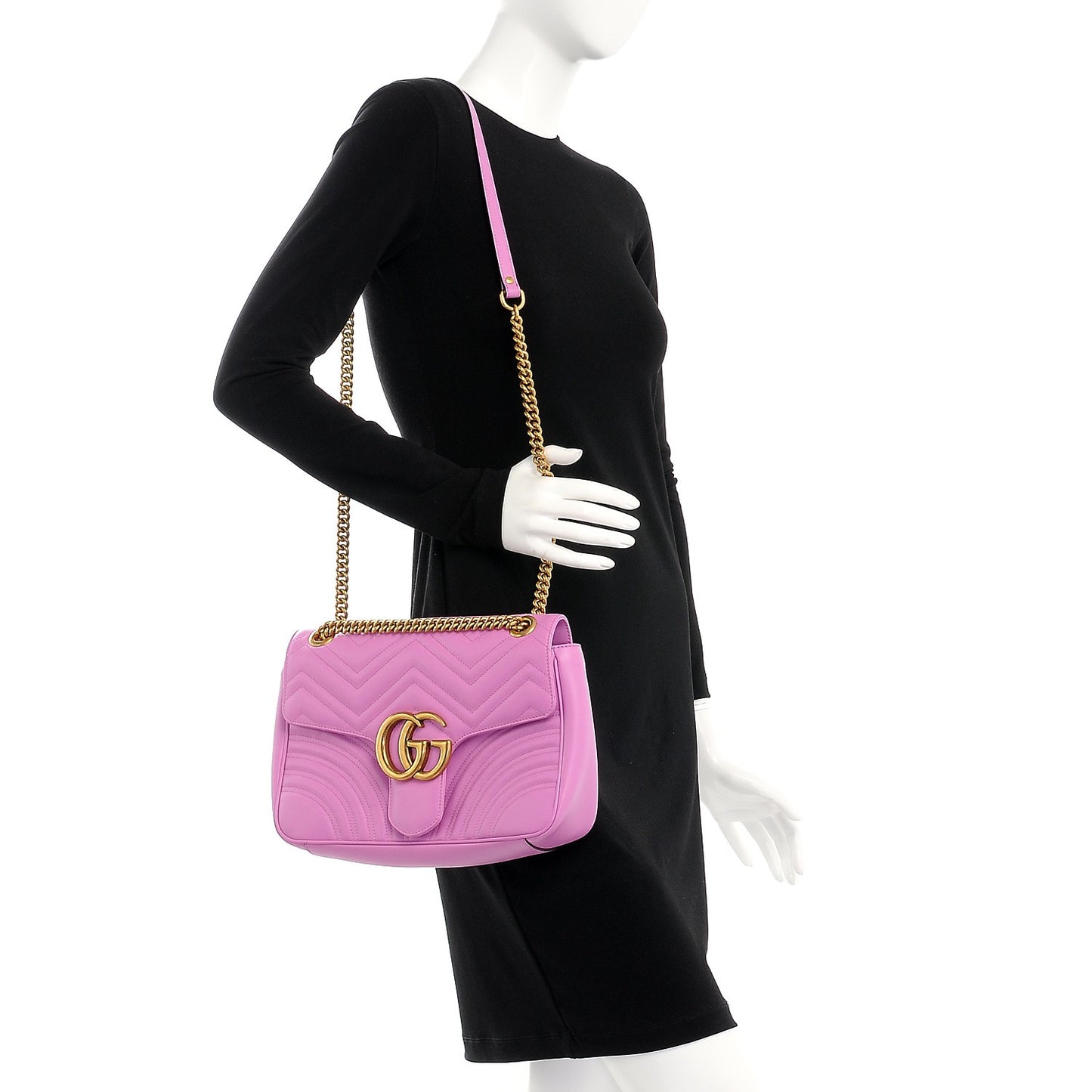 Calfskin Matelasse Medium GG Marmont Shoulder Bag Candy Mousse