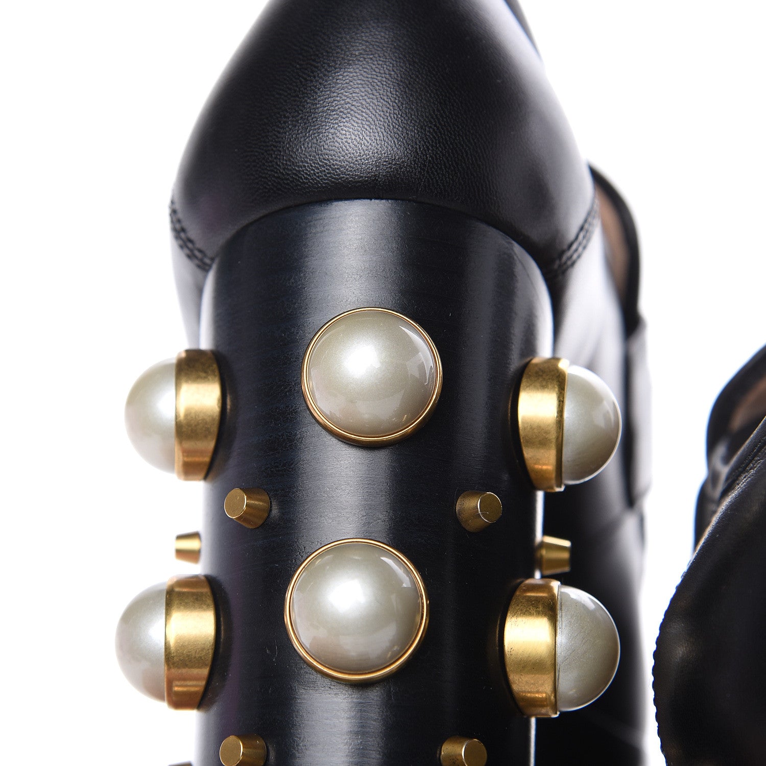 Gucci Malaga Kid Pearl Studded Vegas Platform Loafers 36 Black 10 of 10