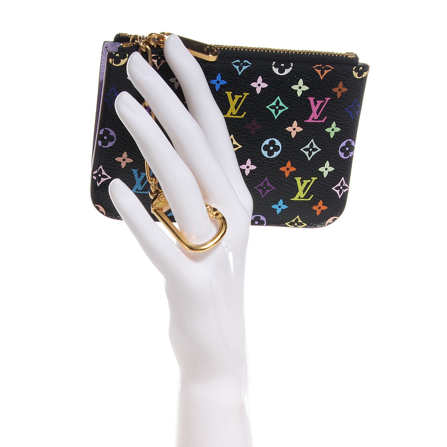 Louis Vuitton Monogram Multicolor Key Pouch Black Violet 2 of 8