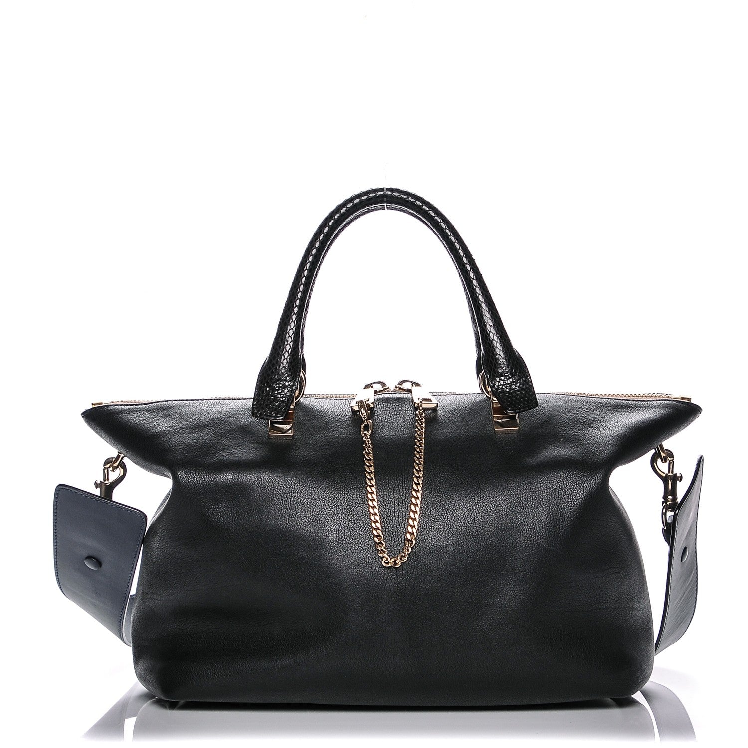Chloe Smooth Calfskin Snakeskin Medium Baylee Tote Black 1 of 6