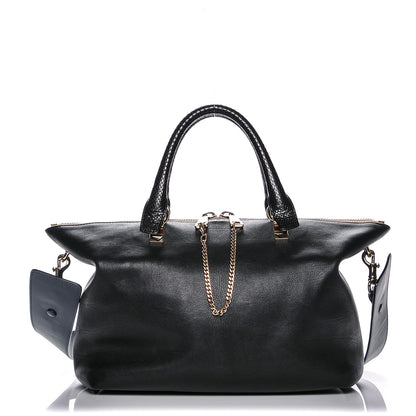 Chloe Smooth Calfskin Snakeskin Medium Baylee Tote Black 1 of 6