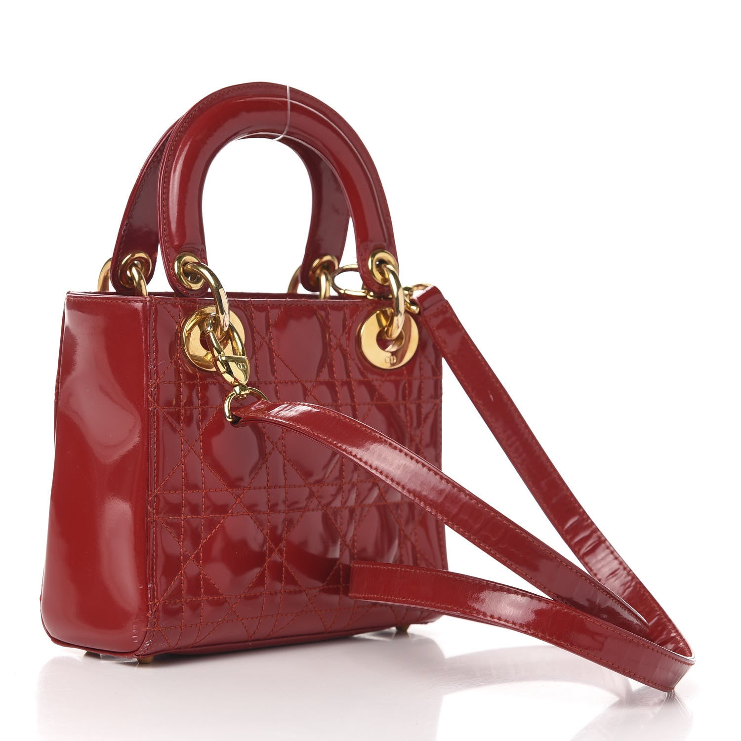 Christian Dior Patent Cannage Mini Lady Dior Red 3 of 17