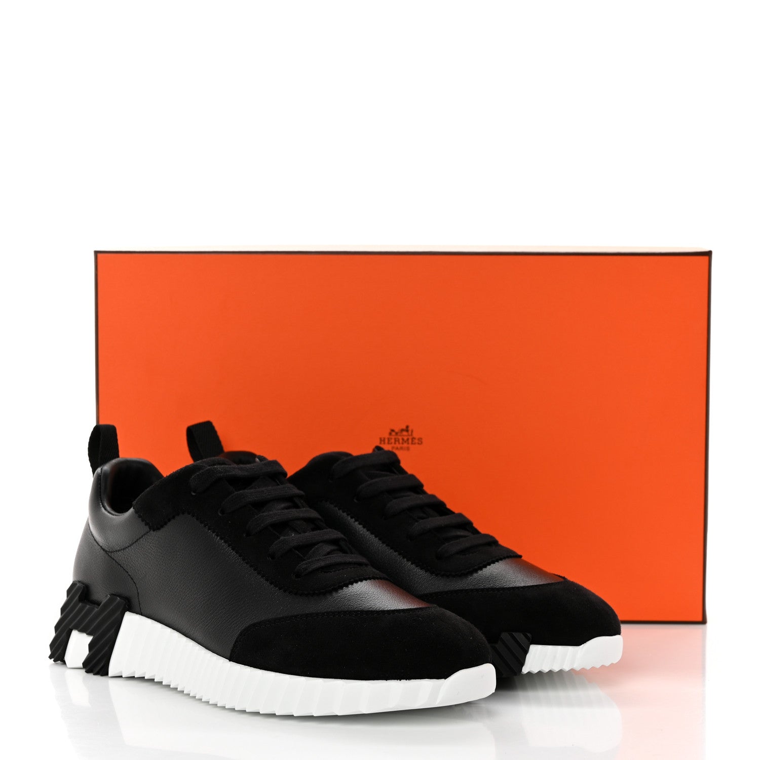 Hermes Goatskin Suede Goatskin Bouncing Sneakers 39 Black 8 of 8