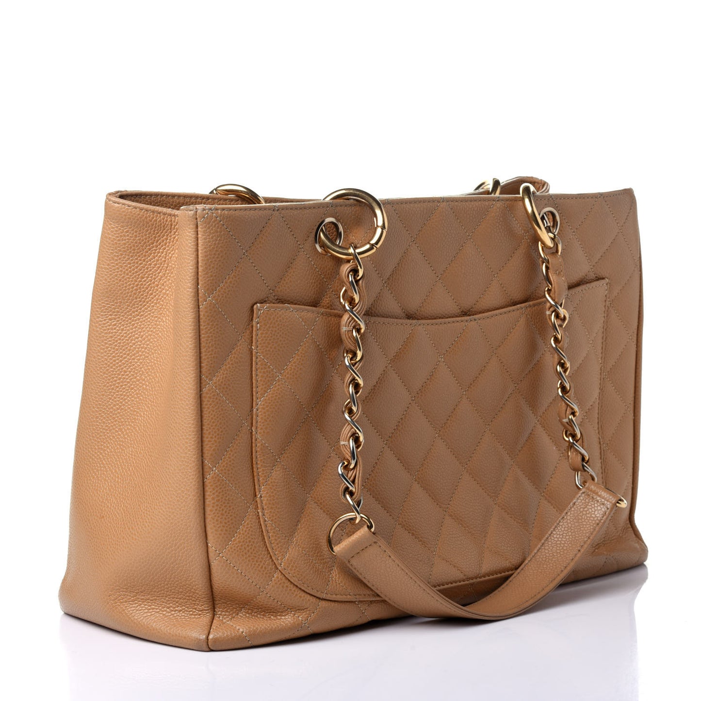 Caviar Quilted Grand Shopping Tote GST Dark Beige