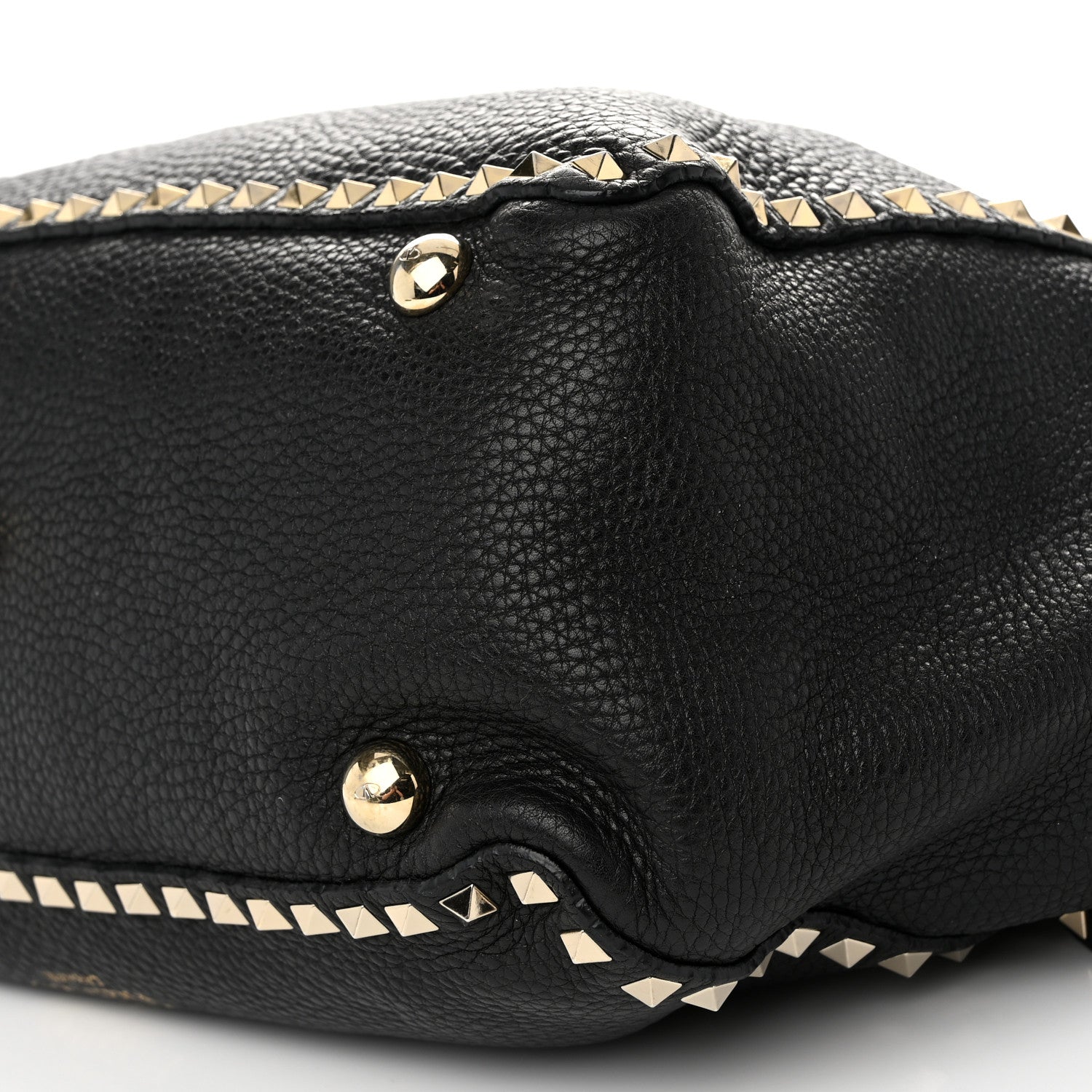 Valentino Garavani Pebbled Calfskin Medium Rockstud Tote Black 9 of 10