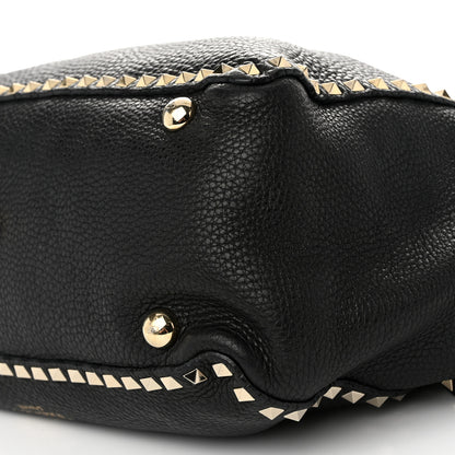 Valentino Garavani Pebbled Calfskin Medium Rockstud Tote Black 9 of 10