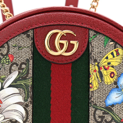Gucci GG Supreme Monogram Web Flora Mini Ophidia Round Backpack Red 15 of 19