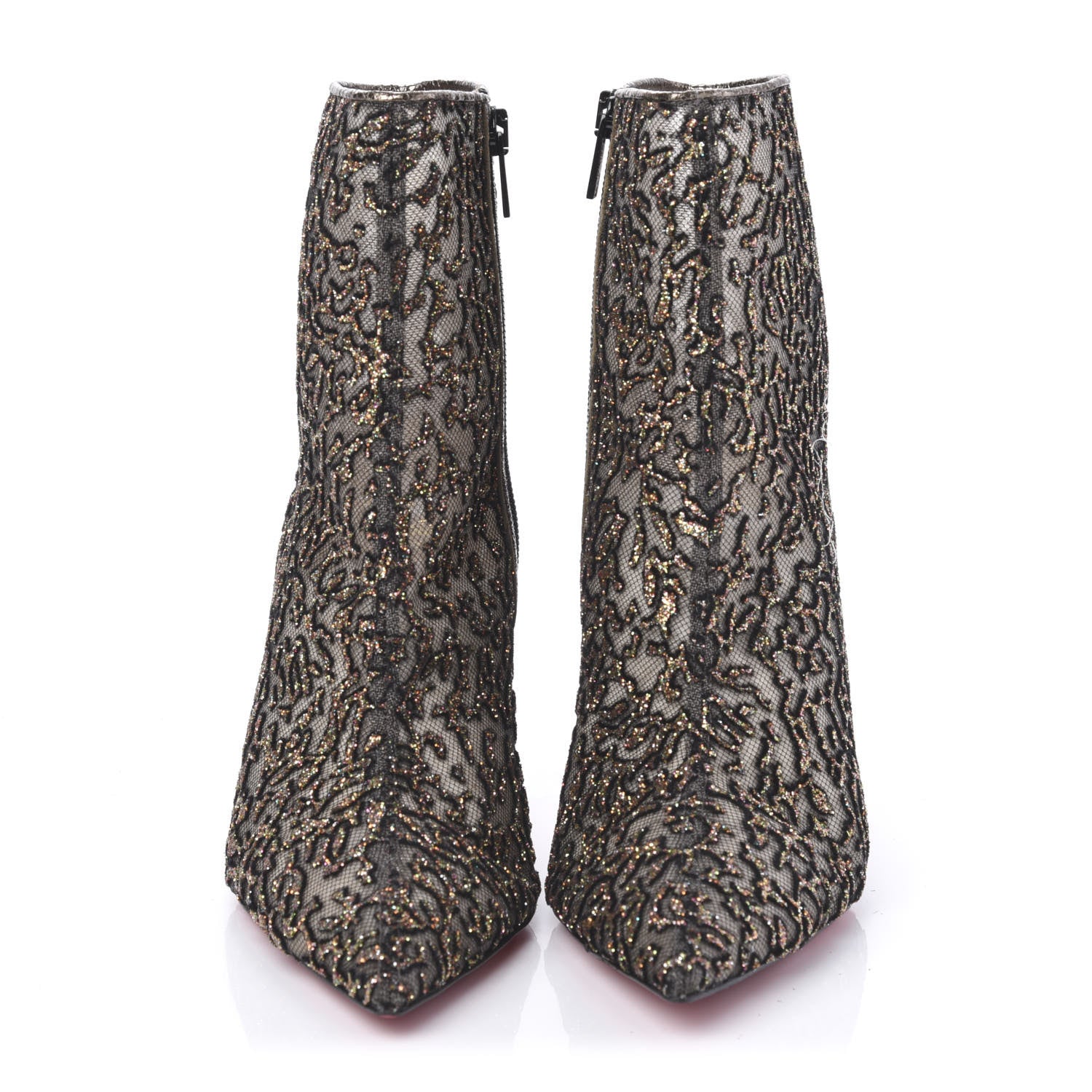 Christian Louboutin Mesh Glitter Nancy Bootie 100 Ankle Boots 42 Black 2 of 8