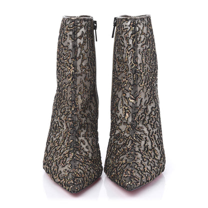 Christian Louboutin Mesh Glitter Nancy Bootie 100 Ankle Boots 42 Black 2 of 8