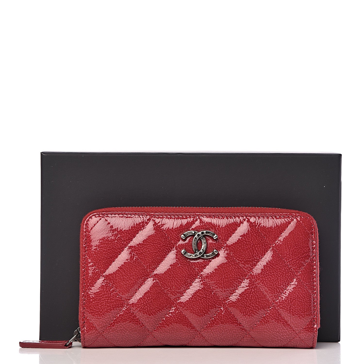 Chanel Patent Goatskin Paris Dallas Zip Around Wallet Red 9 of 9