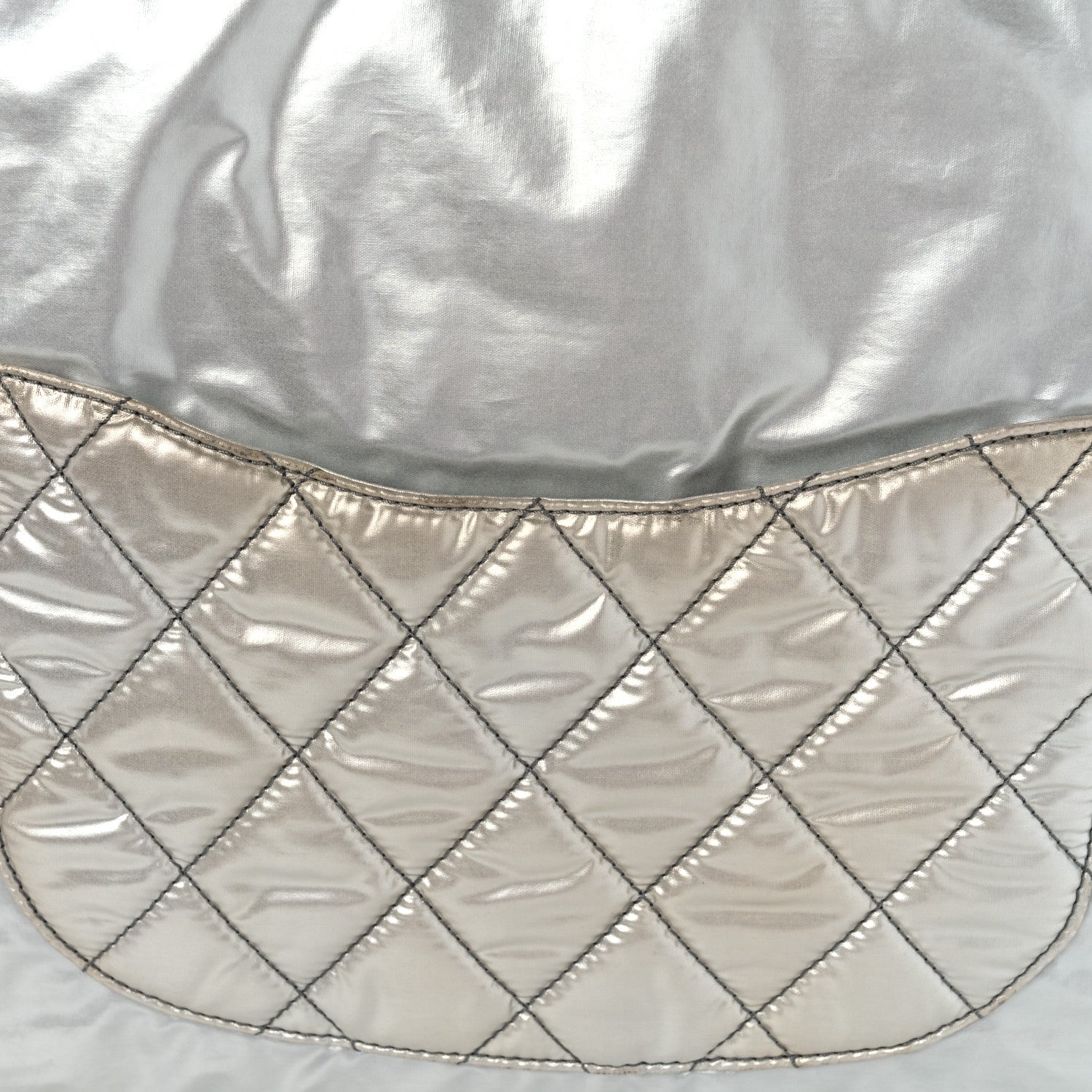 Chanel Vinyl Mohair Trimmed CC Bonbons Tote Silver 13 of 15