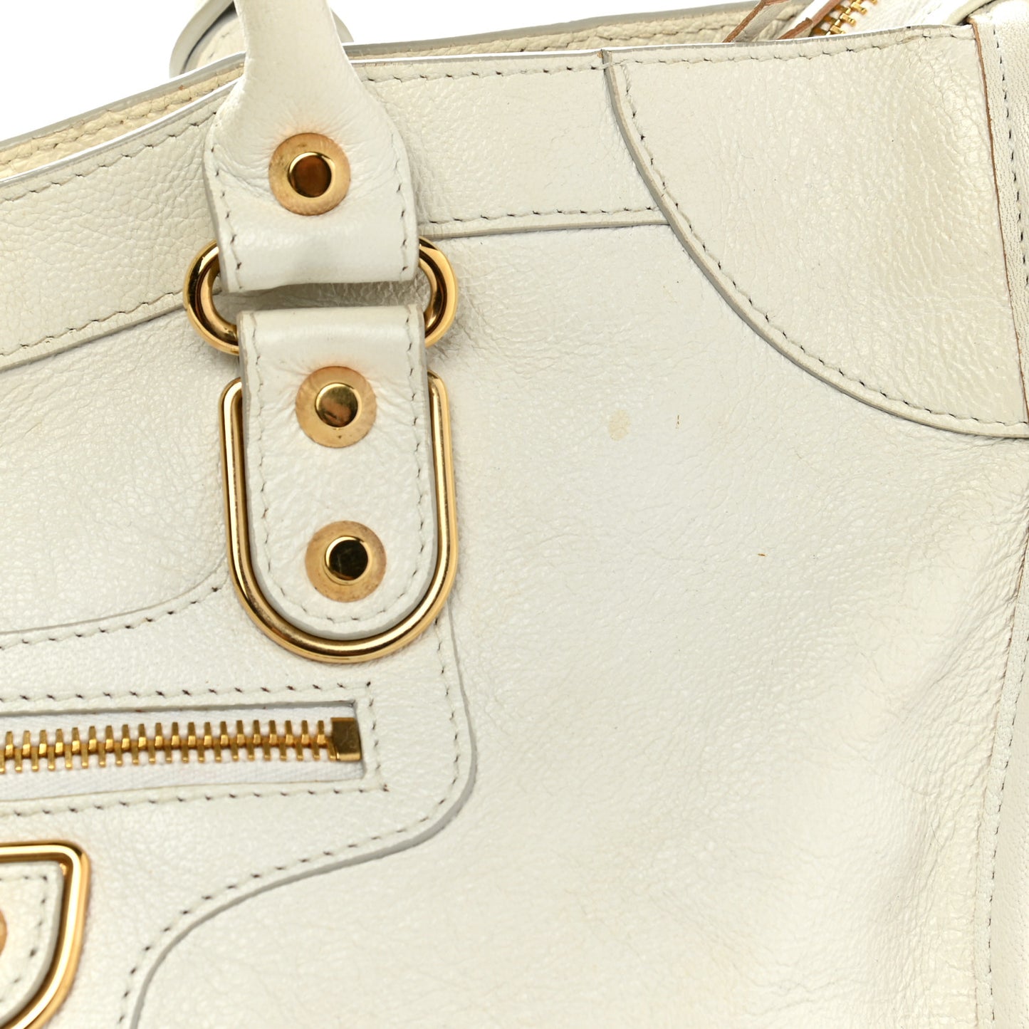 Chevre Gold Metallic Edge Hardware City White