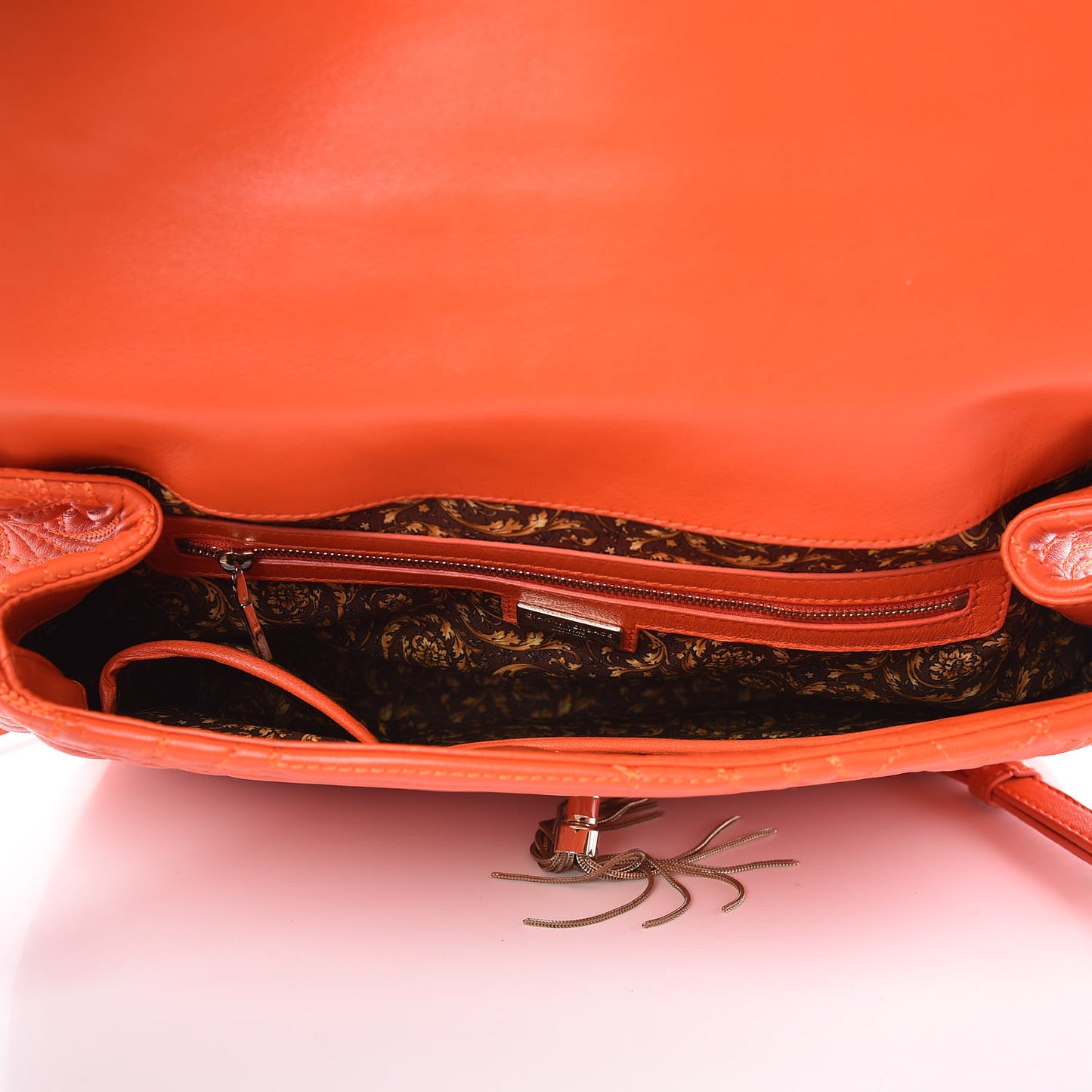 Barocco Quilted Nappa Altea Vanitas Satchel Orange