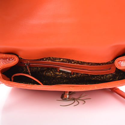 Versace Barocco Quilted Nappa Altea Vanitas Satchel Orange 5 of 9