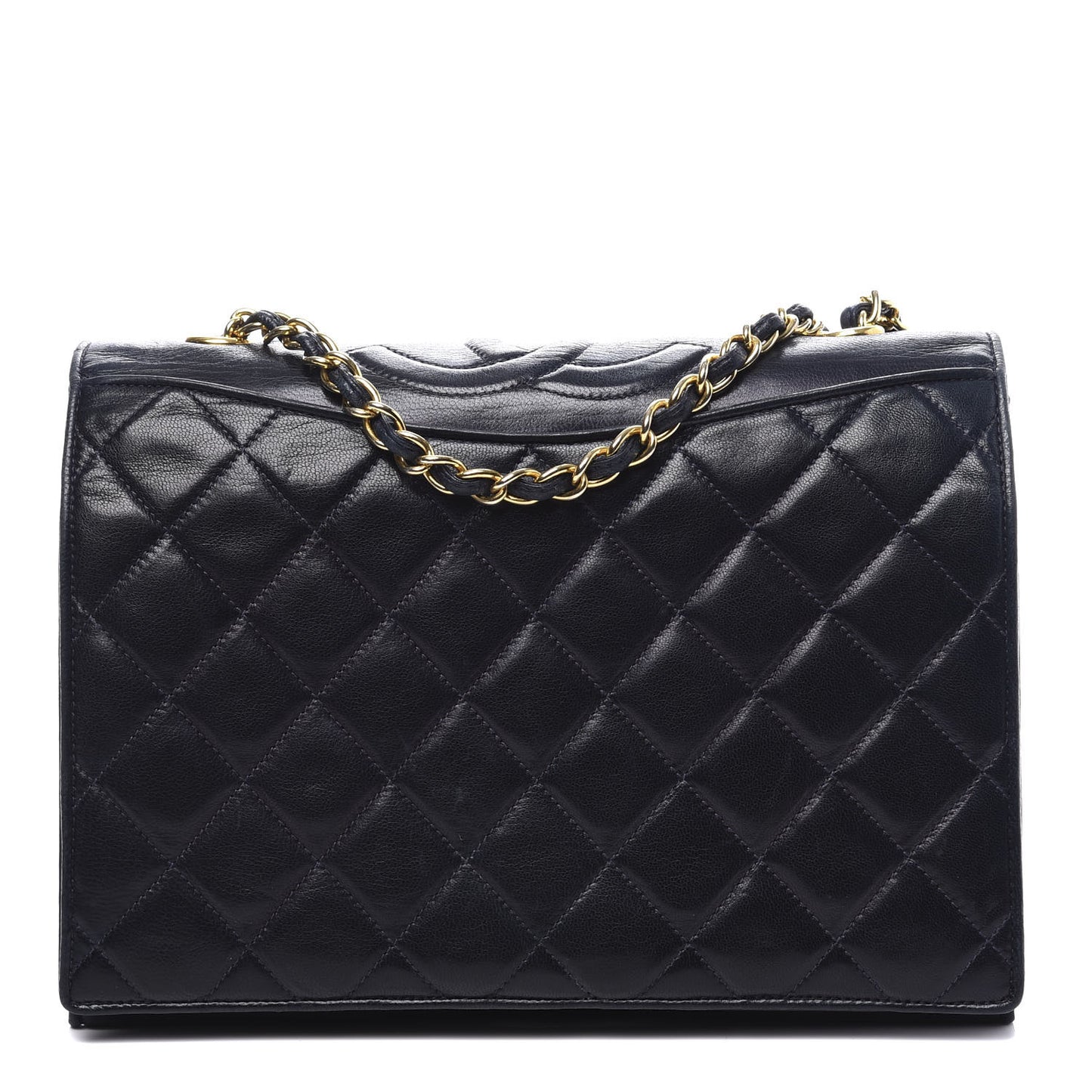 Lambskin Quilted CC Small Single Flap Navy