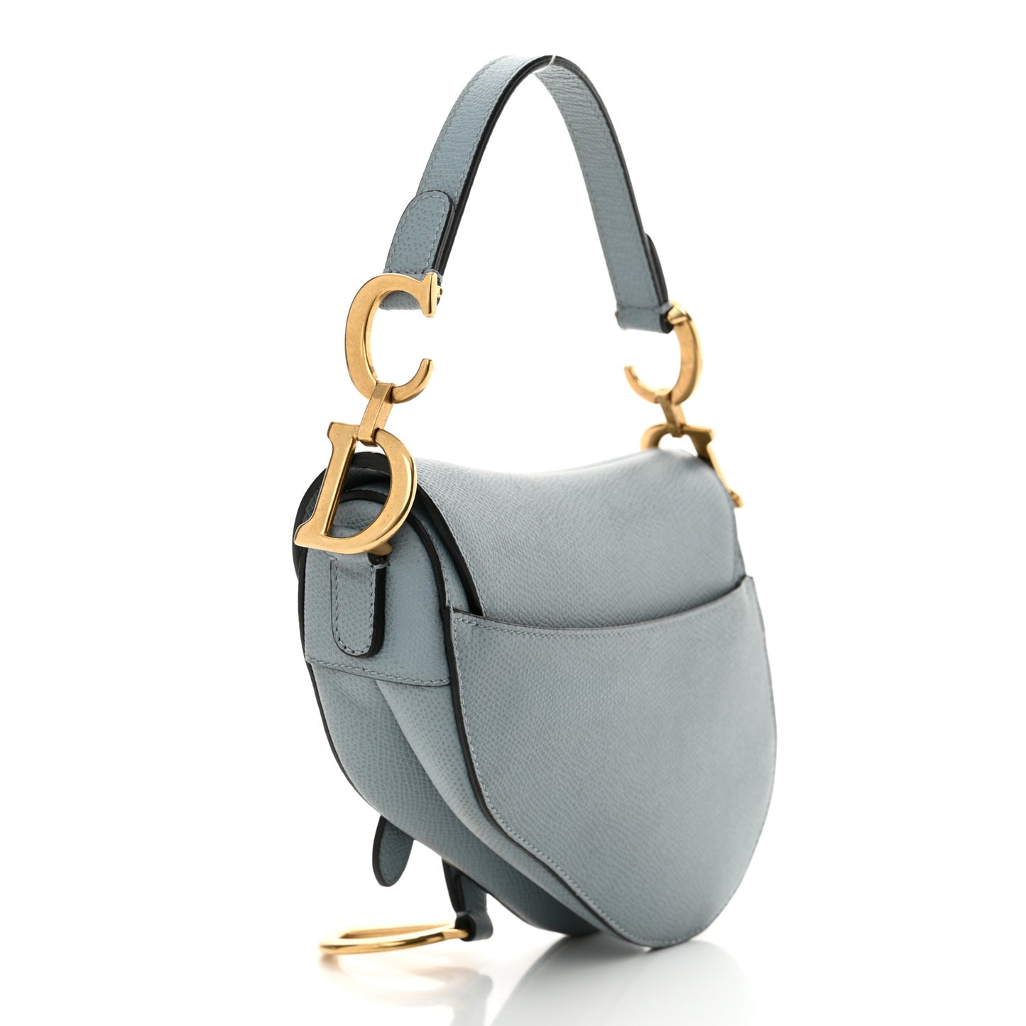 Grained Calfskin Mini Saddle Bag Sky Blue