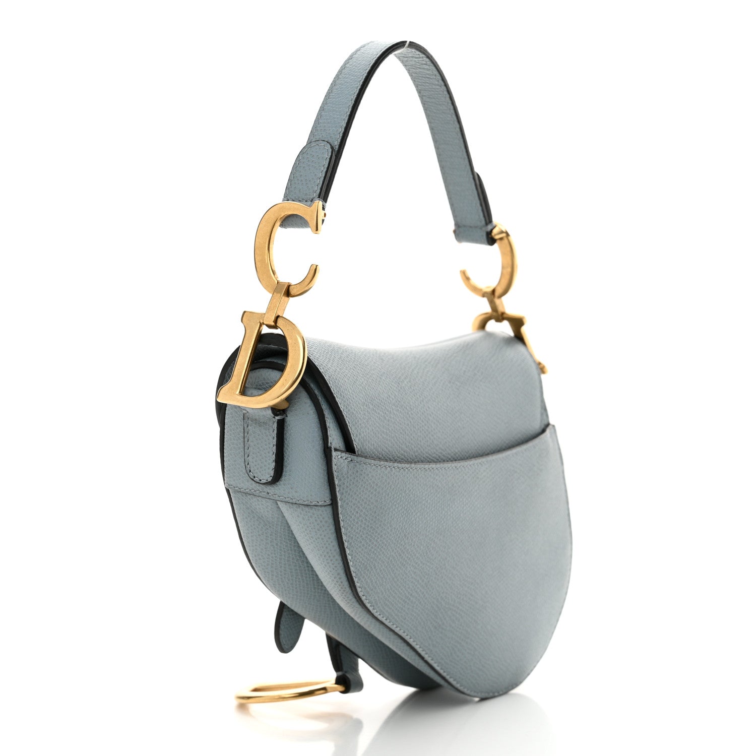 Christian Dior Grained Calfskin Mini Saddle Bag Sky Blue 3 of 10