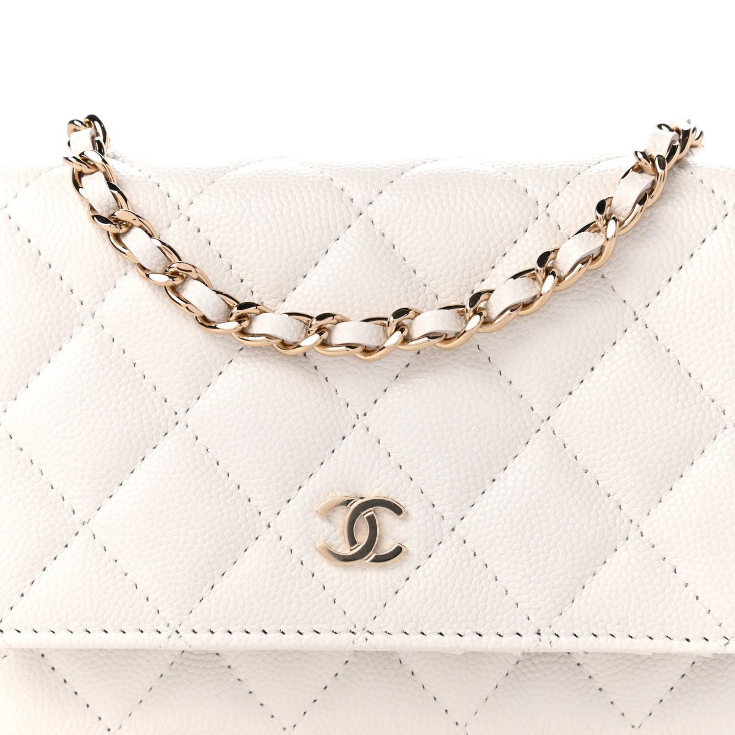 Chanel Caviar Quilted Mini Wallet On Chain WOC White 10 of 11