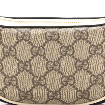 Gucci GG Supreme Monogram Textured Dollar Calfskin Web Mini Ophidia Half Moon Hobo Beige Ebony Mystic White 8 of 11