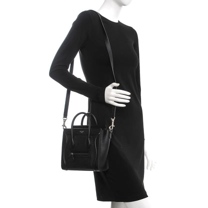 Celine Drummed Calfskin Nano Luggage Black 2 of 8