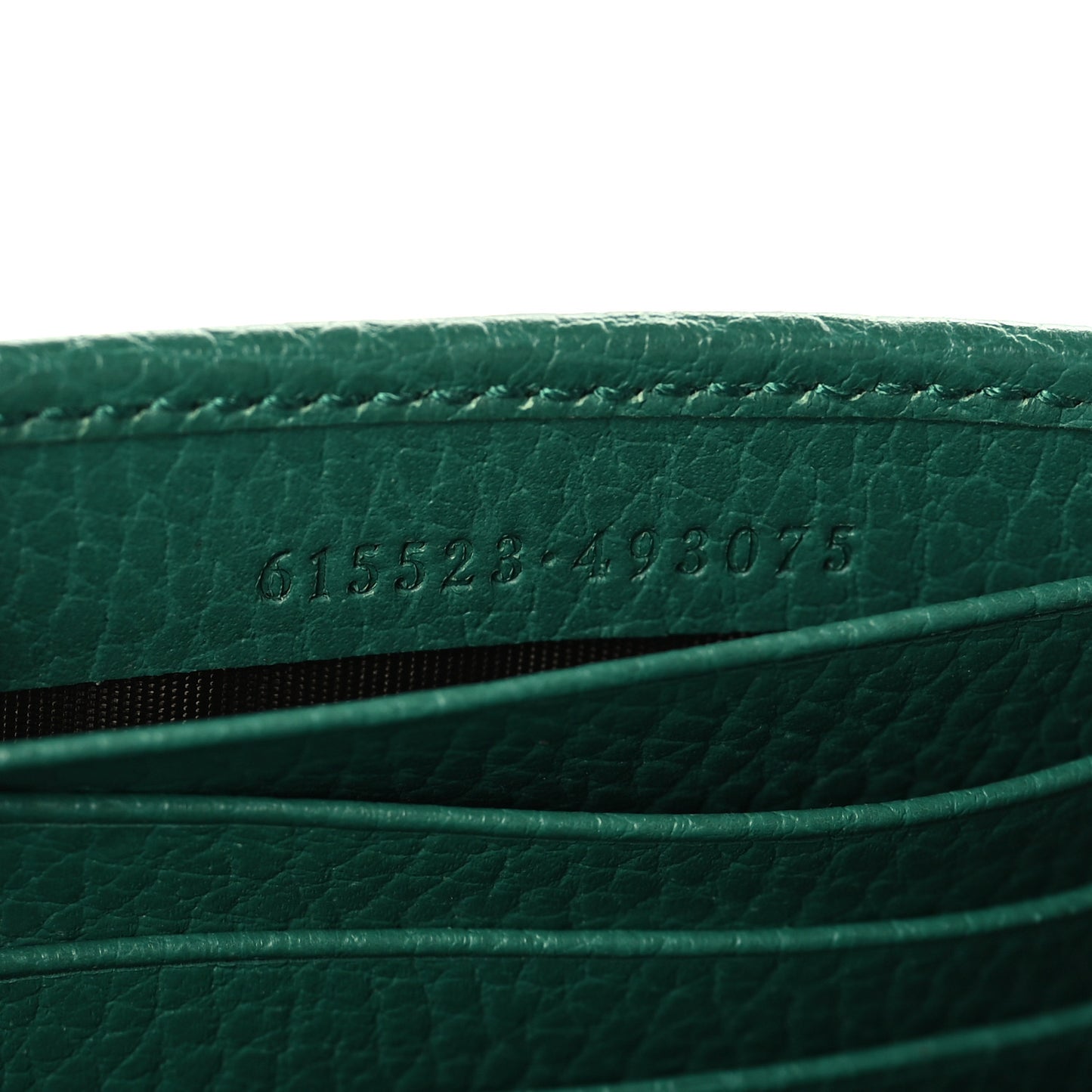 Dollar Calfskin Interlocking G Chain Wallet Emerald