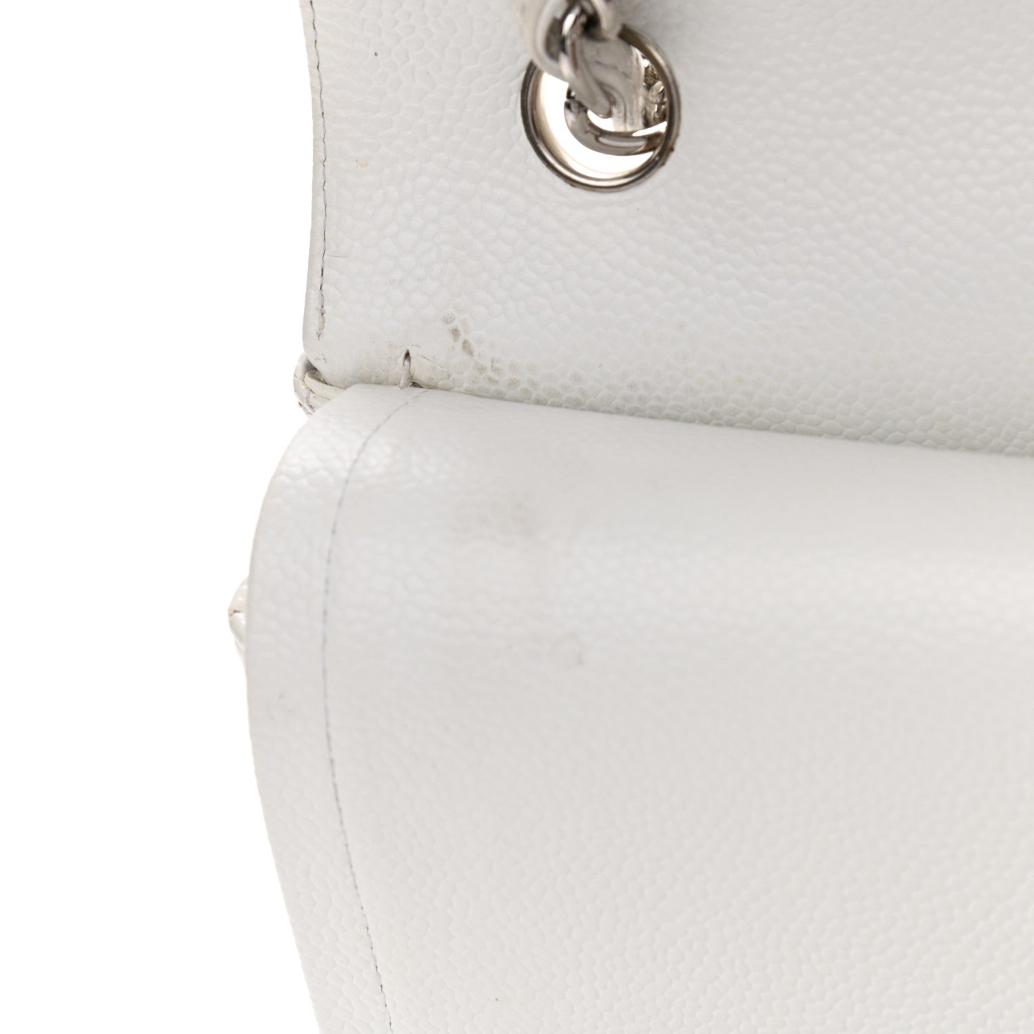 Chanel Caviar Quilted Jumbo Double Flap White 27 of 32