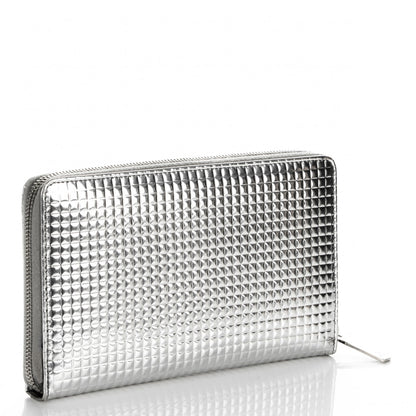 Chanel Patent Embossed CC Large Zip Around Organizer Wallet Silver 3 of 7