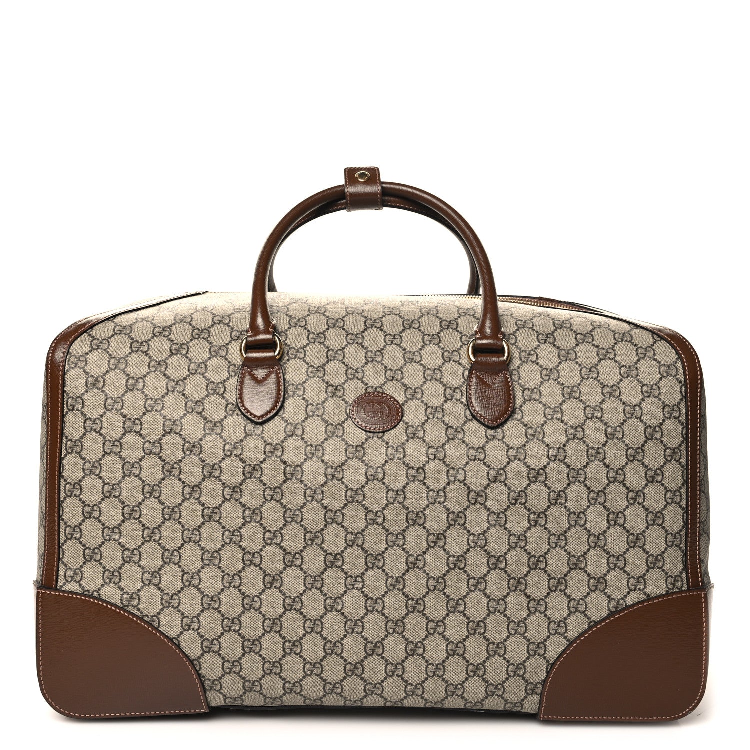 Gucci GG Supreme Monogram Azalea Calfskin Retro Interlocking G Duffle Bag Beige Ebony Brown Sugar 1 of 12