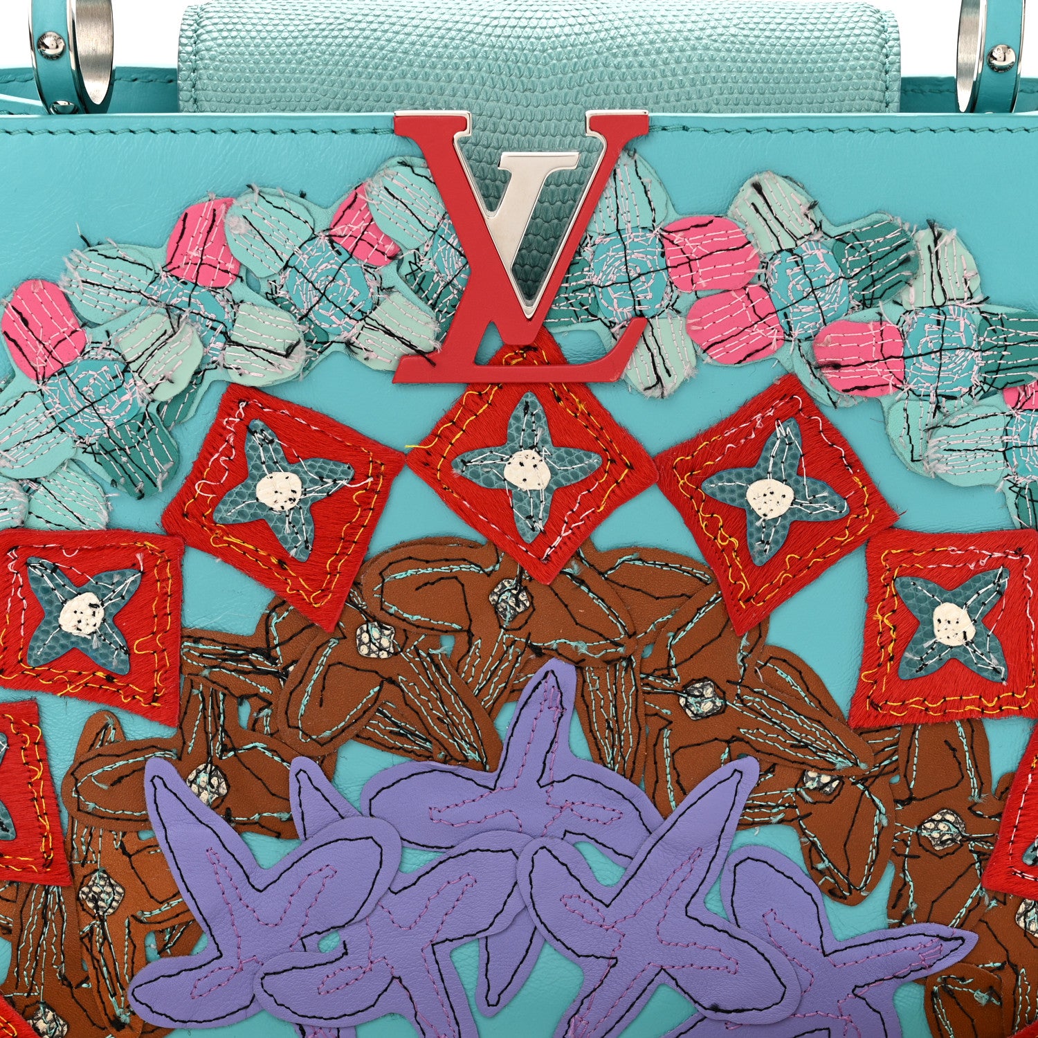 Louis Vuitton Calfskin Lizard Artycapucines Tschabalala Self PM Multicolor 8 of 10