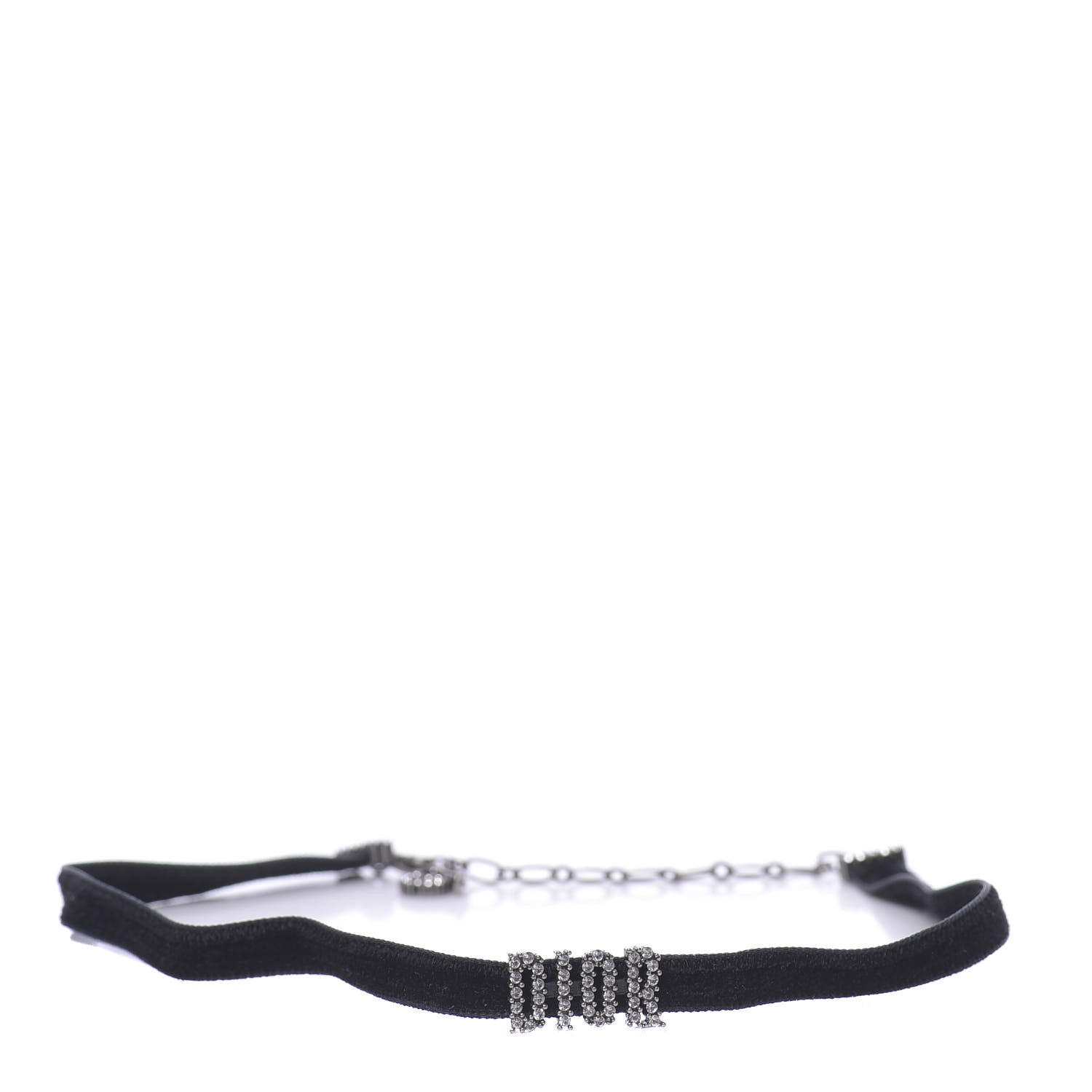 Christian Dior Velvet Crystal DIOR Choker Necklace Black 1 of 4