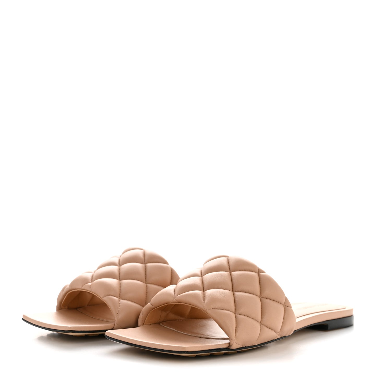 Nappa Matelasse Padded Flat Sandals 38.5 Cipria