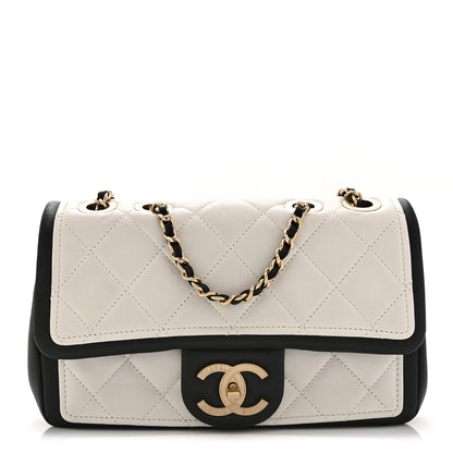 Chanel Lambskin Quilted Small Graphic Flap White Black 1 of 10