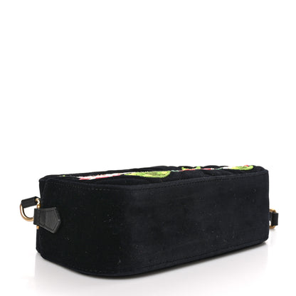 Gucci Velvet Matelasse Deer Embroidered Small GG Marmont Chain Shoulder Bag Black 4 of 11