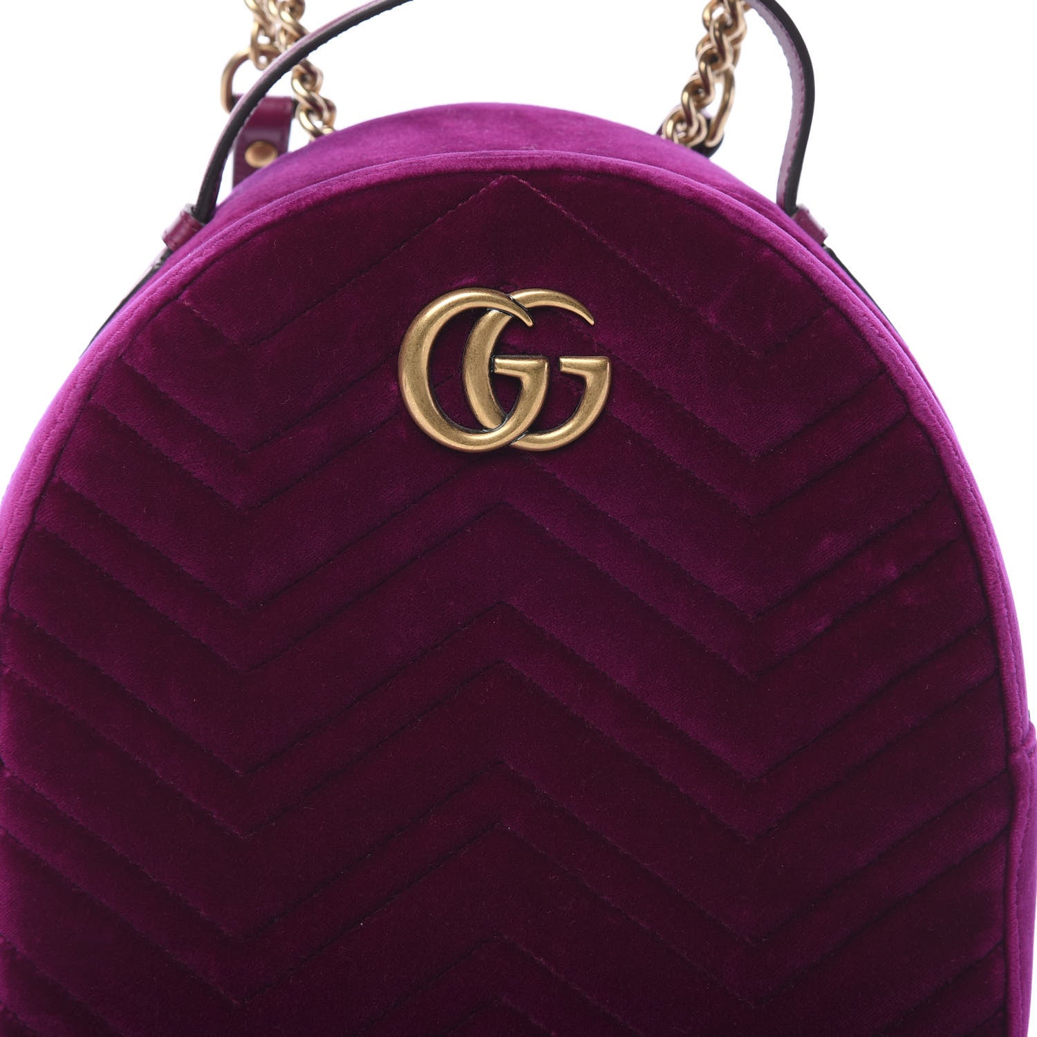 Gucci Velvet Matelasse GG Marmont Dome Backpack Fuchsia Violet Cyclamen 7 of 11