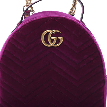 Gucci Velvet Matelasse GG Marmont Dome Backpack Fuchsia Violet Cyclamen 7 of 11