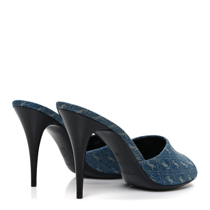 Saint Laurent Denim Monogram La 16 Mule Sandals 38 Blue Jeans 5 of 11