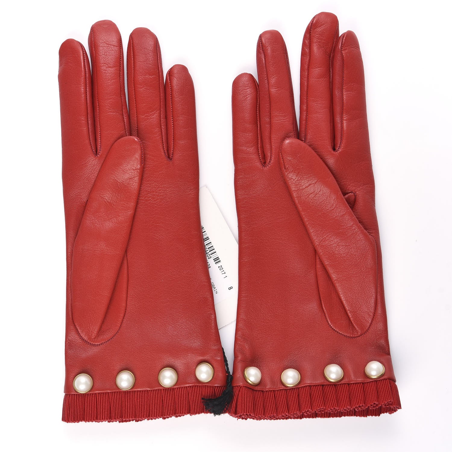 Gucci Nappa Pearl Gloves 8 Red 2 of 5