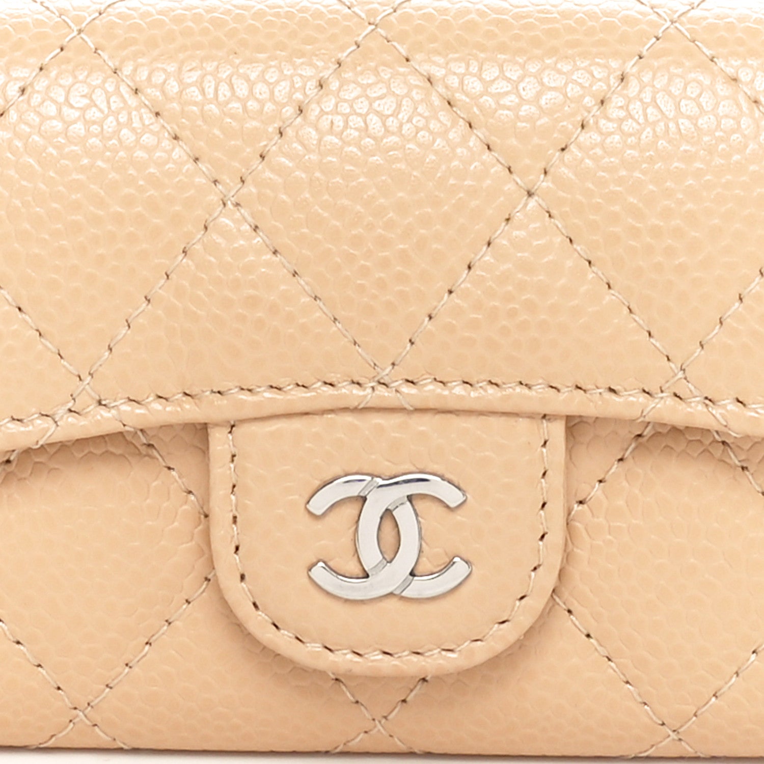 Chanel Caviar Quilted Flap Card Holder Wallet Beige 8 of 9