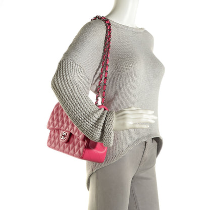 Chanel Lambskin Quilted Jumbo Double Flap Fuchsia 2 of 9