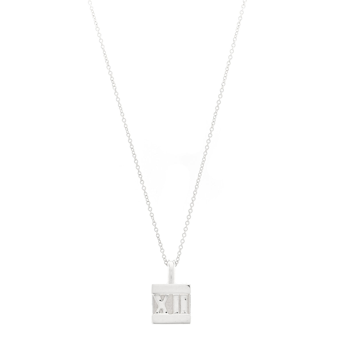 Sterling Silver Atlas Cube Lock Pendant Necklace