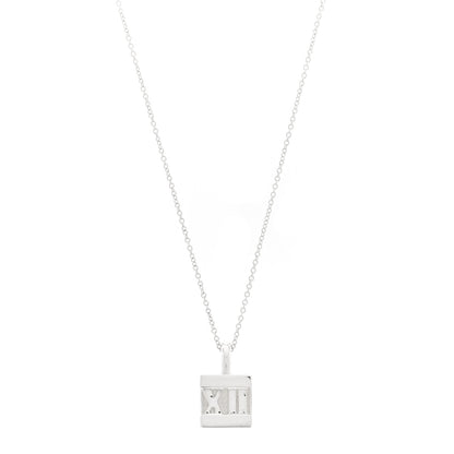 Tiffany Sterling Silver Atlas Cube Lock Pendant Necklace 1 of 6