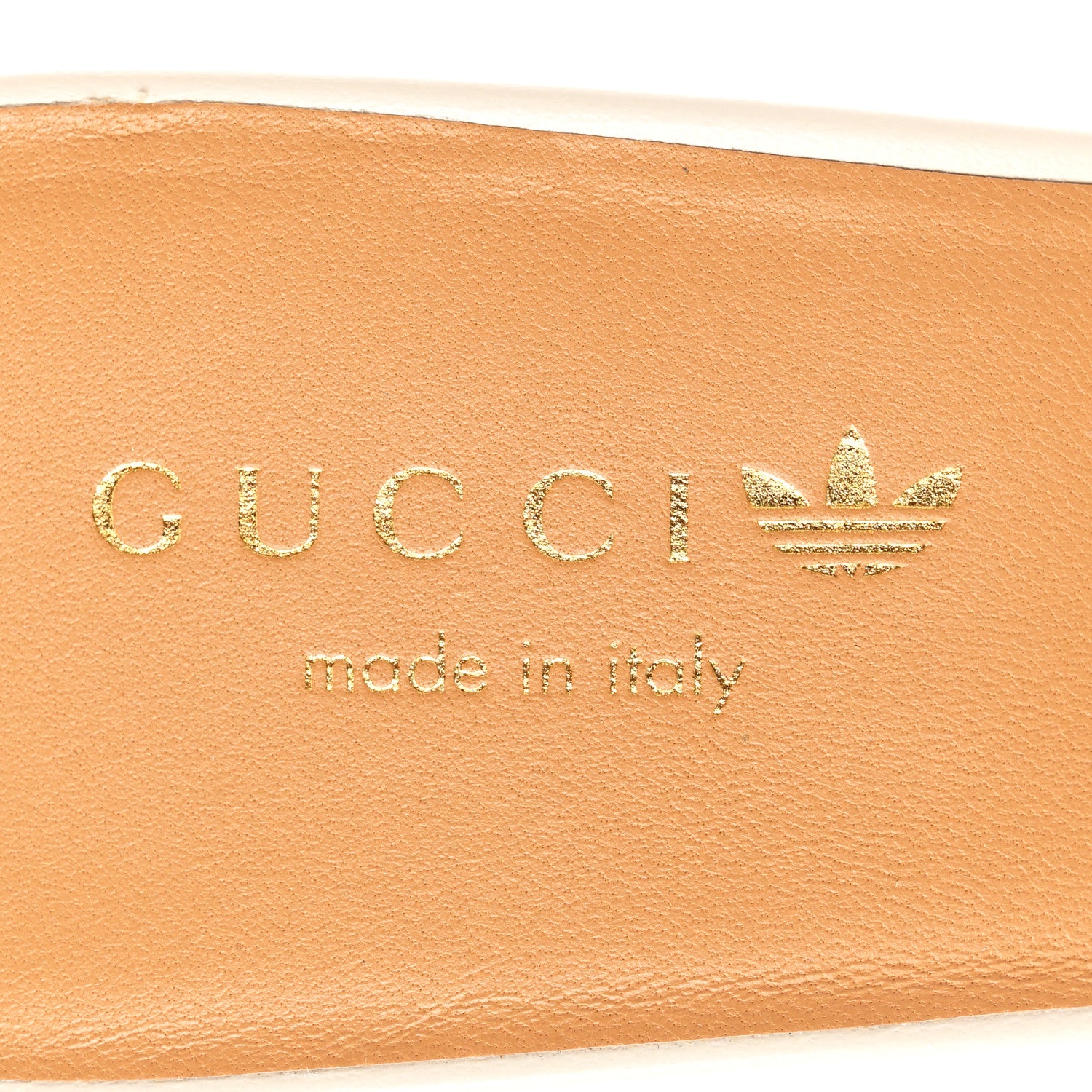 Gucci X ADIDAS Nappa Suede Monogram Jumbo GG Trefoil 75mm Slide Sandals 40.5 New Mystic White Sand 7 of 9